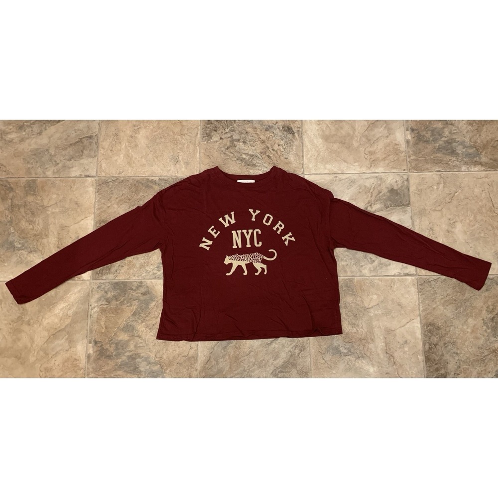 Treasure & Bond Shirt Women's XS‎ Red New York Long Sleeve